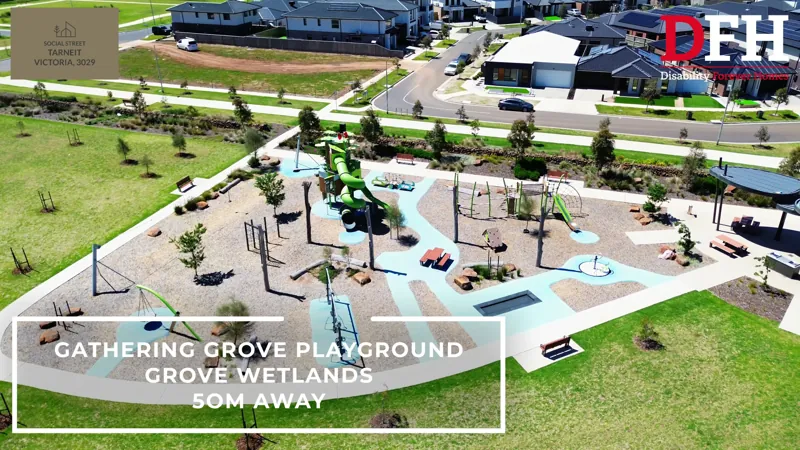 Aerial photograph of the local playground and surrounding paths
