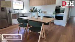 Dining area with kitchen beyond